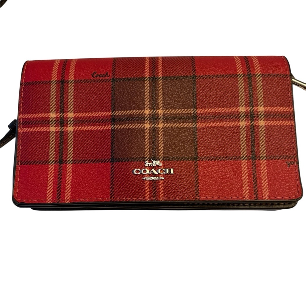 Coach Anna Foldover Clutch Crossbody with Tartan Plaid Print (Style No. CC801) - Picture 2 of 8